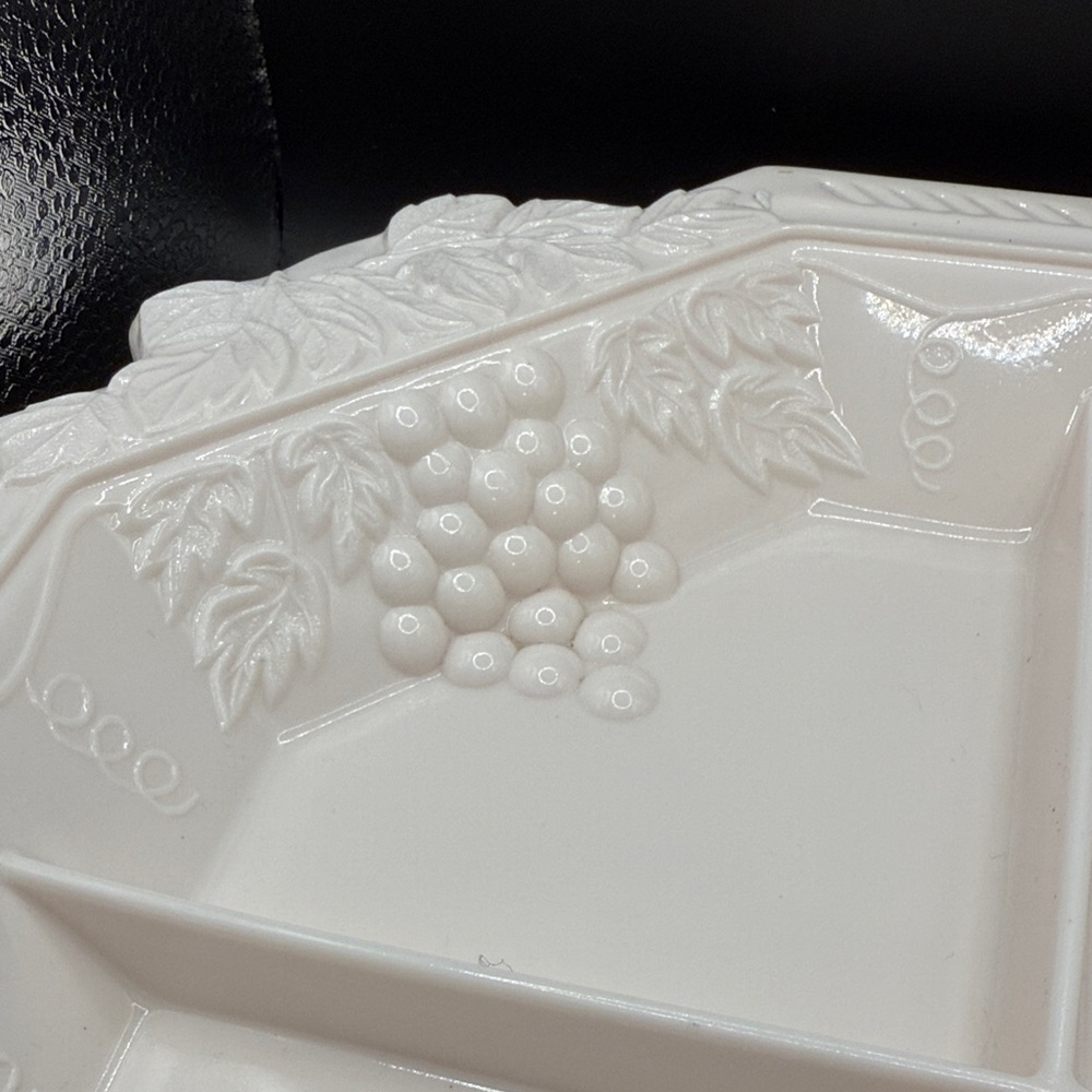 Pink Milk Glass Platter Fruit Motif - Picture 3 of 5